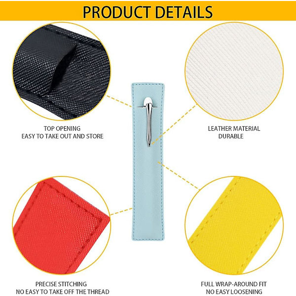 Läderpennfodral, skyddande fodral för reservoarpenna, touchpenna, kulspetspenna, pennor, 2-pack svart