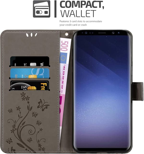 Etui til Samsung Galaxy S9 i Blomstergrå - Blomsterdesign