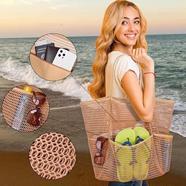 1 Stk Stor Strandtaske Mesh Skuldertaske Kvinder