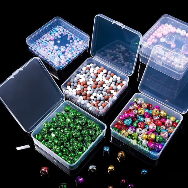 6 stk. Mini Klar Plast Perle Opbevaringsbeholdere til