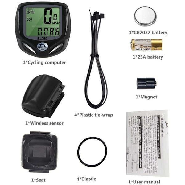 Trådløs cykelcomputer Vandtæt cykel Tacho Funktioner LCD Odometer