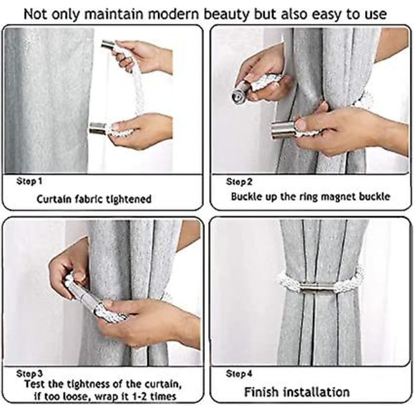 Magnetiske gardinbindere 2-pak stærke praktiske slips tilbage clips gardin spænder holdbacks moderne enkel stil bindende vævning slips bånd til tynde eller