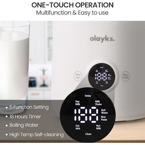 Automatisk nøttemelkmaker, 20 oz Soyamelkmakermaskin for hjemmelaget mandel/havre/soyamelk, plantebasert melk og meieri-drikker