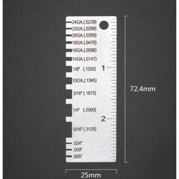 1 stk Metallplate Tykkelsesmåler, Sveisemålerverktøy, Føler