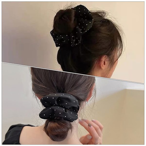6 elastiske silkehodebånd fulle av stjernerhinestones stor scrunchie