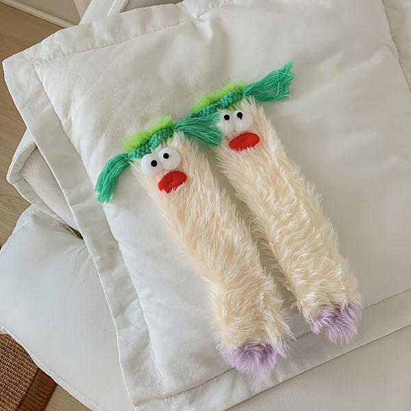 1 par av mysiga fluffiga tecknade monsterstrumpor
