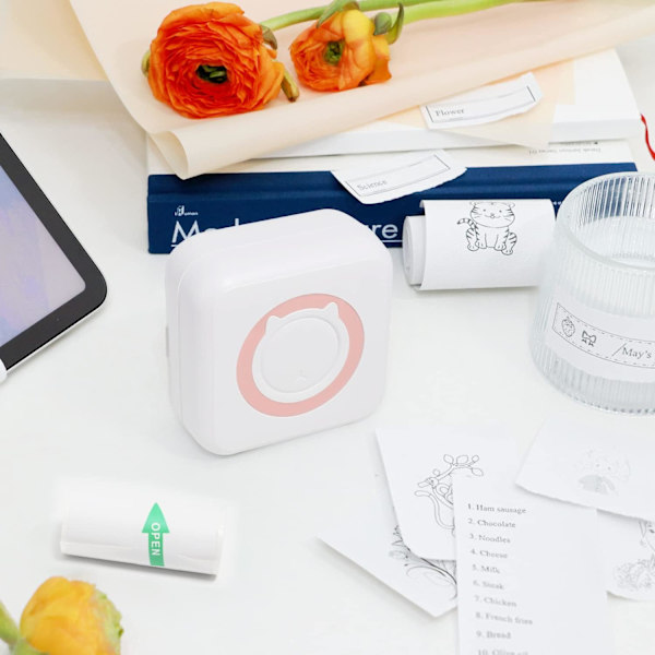 Mini Termisk Printer, Bluetooth Bærbar Blækfri Pulverprinter w
