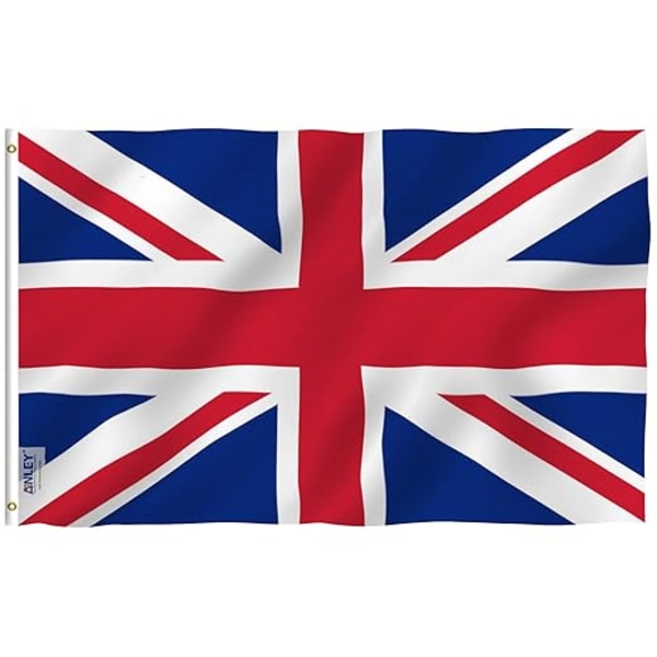 1 x 90x150 cm Storbritannias flagg - Lyse farger, motstandsdyktig mot UV-fading - Lerret
