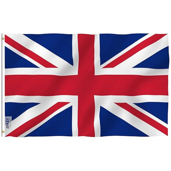 1 x 90x150cm Britisk flag - Lyse farver, UV-bestandig - Canvas
