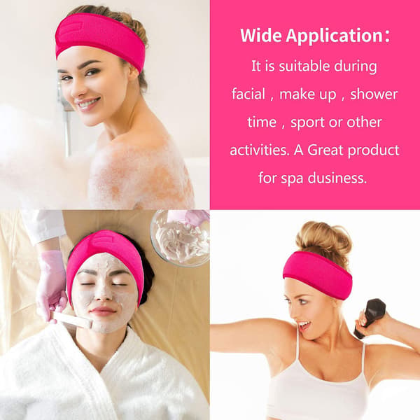 Wrap Hovedbånd 4 stk. Stræk Håndklæde til Bad, Makeup og Sport (Rose Red)