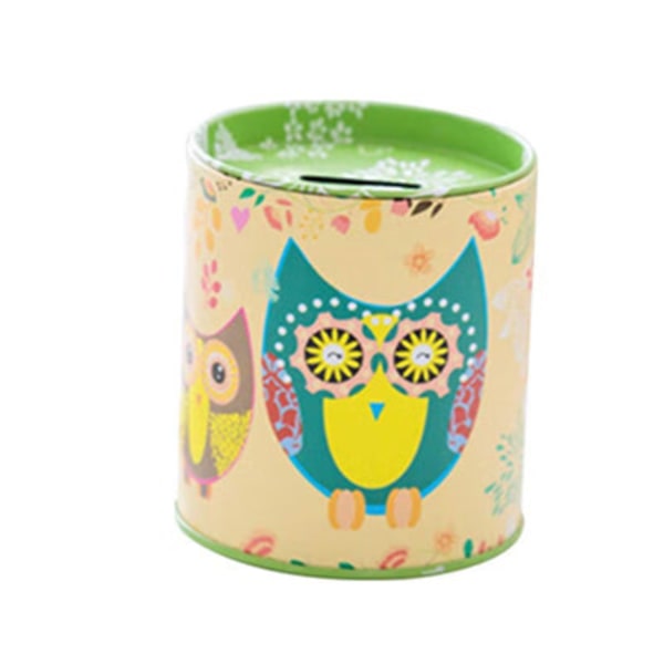 1 st Spargris Owl i Metall, Cylindrisk Form för Barn Pojke Flicka