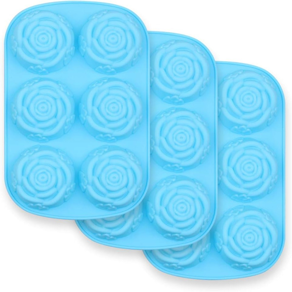6-Huls Silikon Blomsterform, 3-delt Non-Stick Sæt af Mad