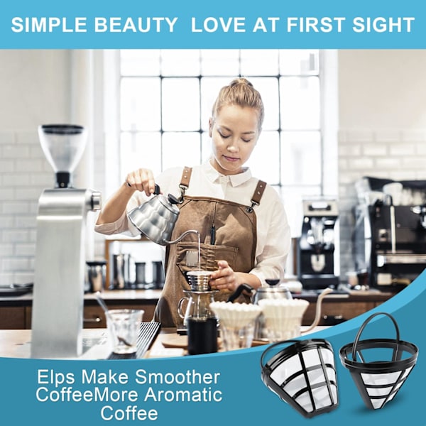 Kaffe Filter, 2 stk Genanvendelige Permanente Kaffe Filter Fine