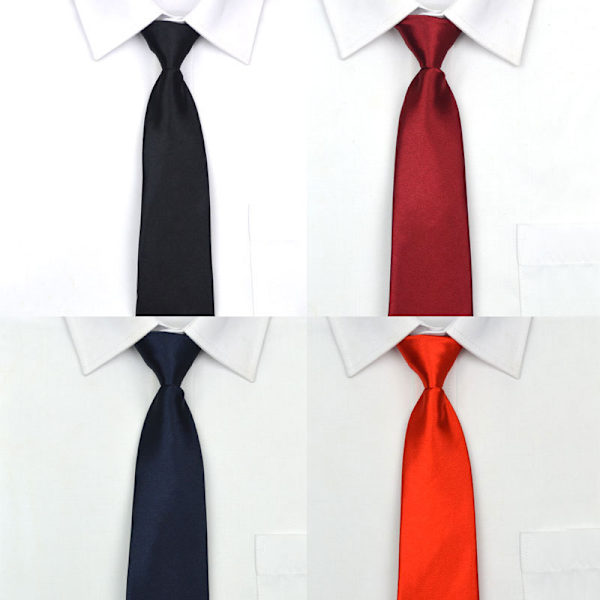 Kvinnors Lazy Tie 7cm Klassisk Enfärgad Vanlig Slips för Män
