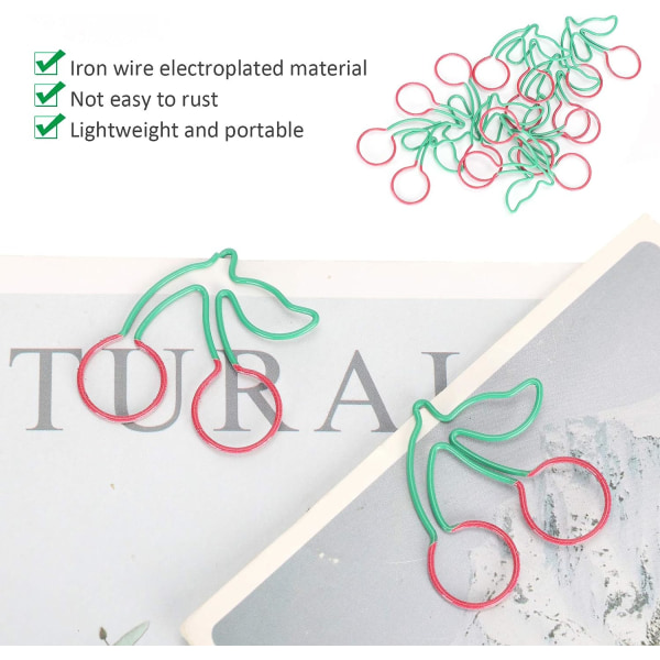 20 stk. søte tegneserie-kirsebær papir-klipp frukt bokmerke kreativ