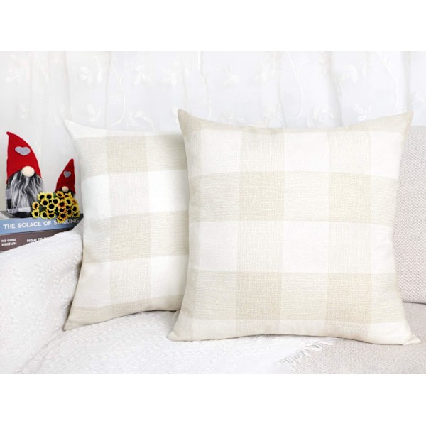 Set of 2 Farmhouse Buffalo Check Plaid Throw Pillow Covers Cushio