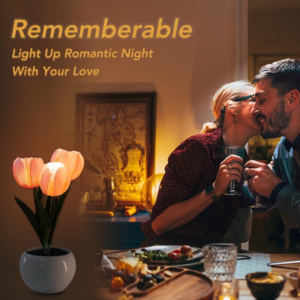 LED-simulert tulipan nattlys med vase