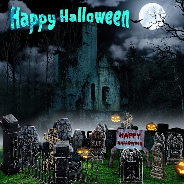 7 st Halloween Miniatyr Gravvård Dekorationer Spöklik Miniatyr Staket Figur