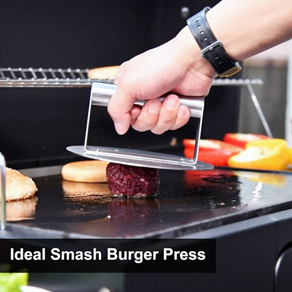 1 hamburgerpresse i rustfritt stål
