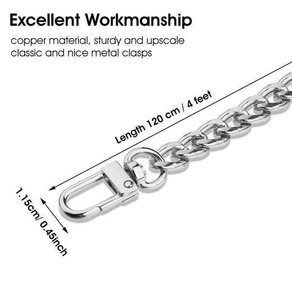 1 120cm sølv håndveske med metallspenne