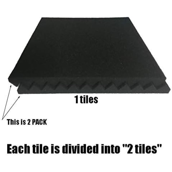 Sæt af 2 1\" x 12\" x 12\" Lilla Sort Studio Skum Lyd