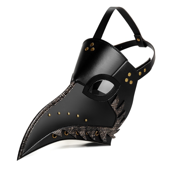 Ruttolääkärin naamio pitkällä nokalla, linnun nokka naamio, niitit, steampunk