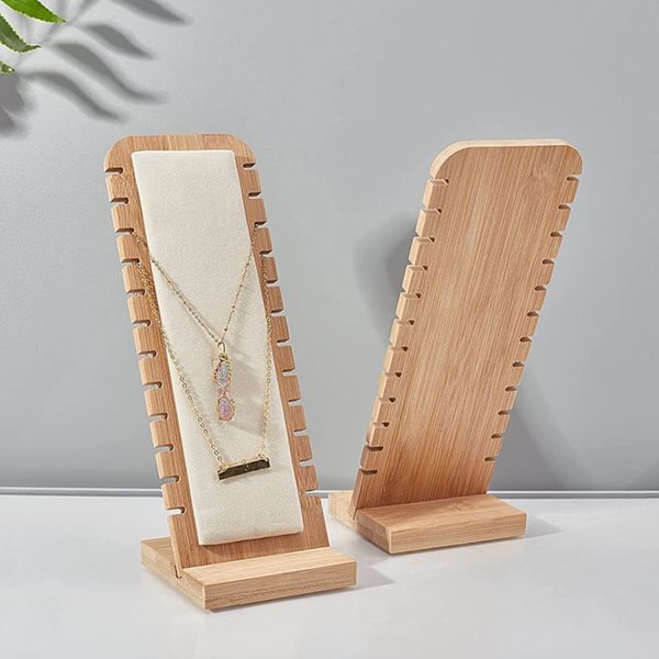 Trähalsbandshållare, 12 Fack Halsband Smyckesdisplay