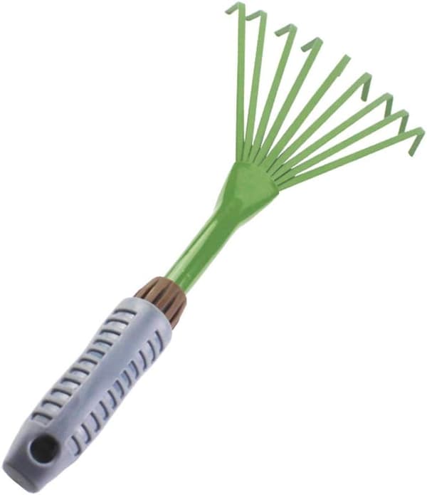 Metallisk Hage Rake med Ni Tenner - Grasrake, Bladrake, Blomsterrake