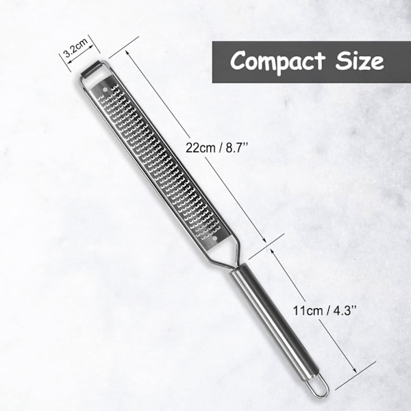 Citronzester, Ostrivejern, Parmesanost, Ingefær, Hvidløg, Muskatnød, Chokolade, Citrus, Limezester og Rivejern, Køkkenredskab med Razor-Sharp Rustfrit Stålblad