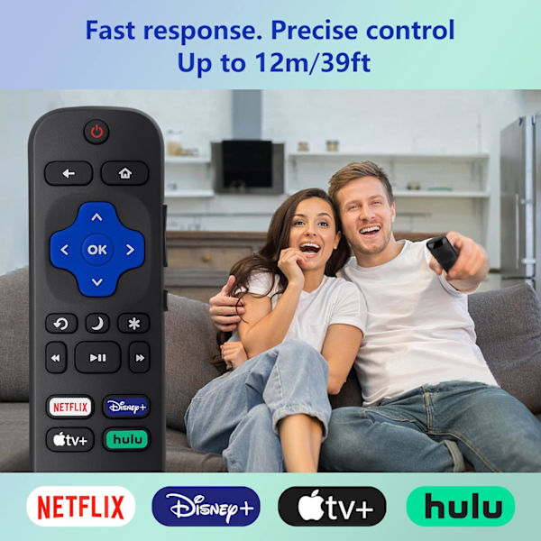 Universal Ersättningsfjärrkontroll Kompatibel med Roku TV, för TCL/Hisense/Sharp/Philips/JVC/RCA/Magnavox/Sanyo/LG/Haier