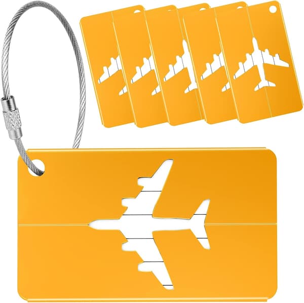 Bagagetagg 6-pack (Guld) Flygplansväskor Tagg Aluminiumlegering L