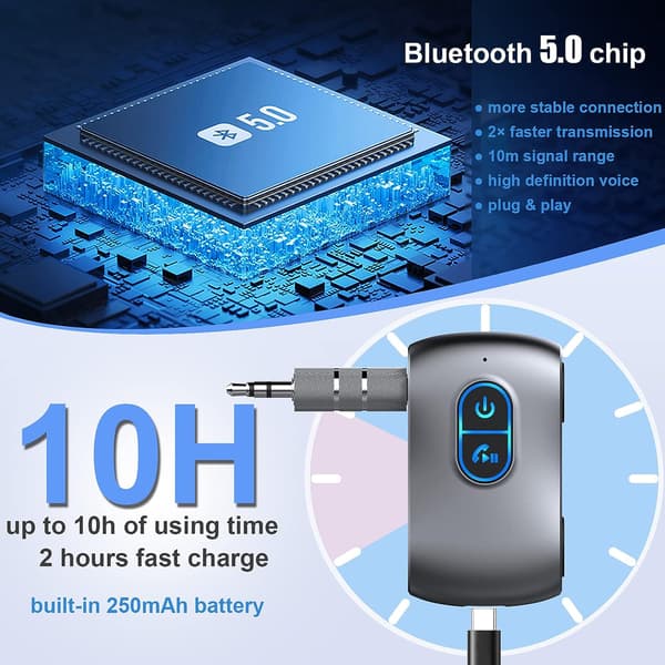 Bluetooth-mottagare, 3,5 mm trådlös Bluetooth 5.0-aux