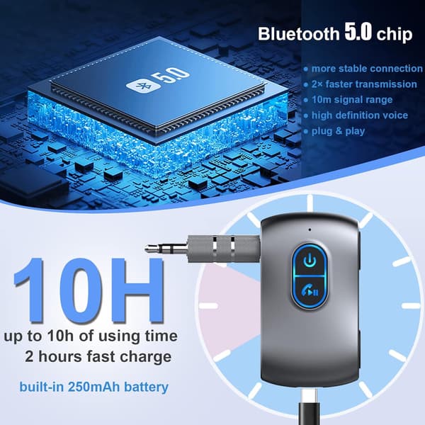 Bluetooth-vastaanotin, 3,5 mm langaton Bluetooth 5.0 -apu