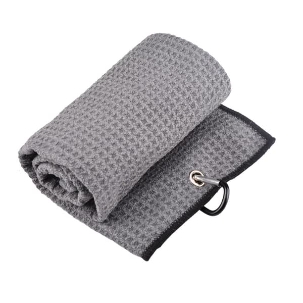 1 st grå golfhandduk Waffle Tri-fold Golf Hook Handduk Svett