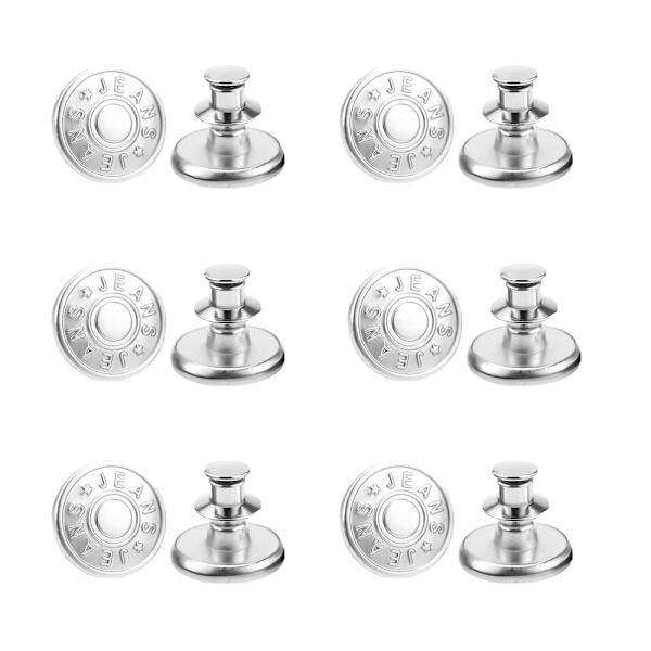 6 stk. 17 mm erstatningsknapper til jeans