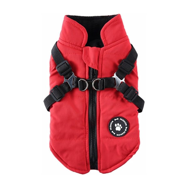 （L）Dog Coat Jacket with Harness for Small and Medium Dogs Waterpr