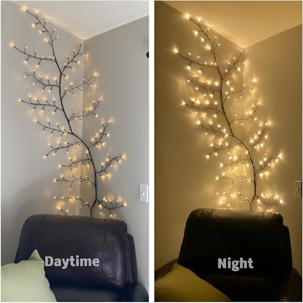 Willow Vine Ljus Dekoration för Rummet: 7,5 fot Hemdekorationer Flexibla Magiska Ljus med Fjärrkontroll, 144 LED
