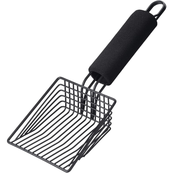 1 st （Svart） Metal Cat Litter Scoop - Snabb Siftande Djup Spade