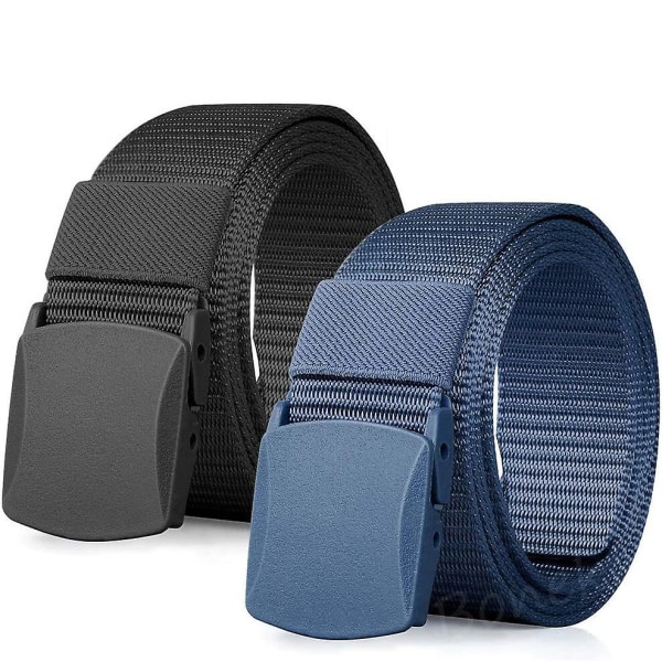 Dww-4PCS Noir+Bleu Ceinture en Nylon, Ceinture Tactique Militaire, Rapide  Travers la scurit de l'aroport, Boucle en Plastique,Taille Unique