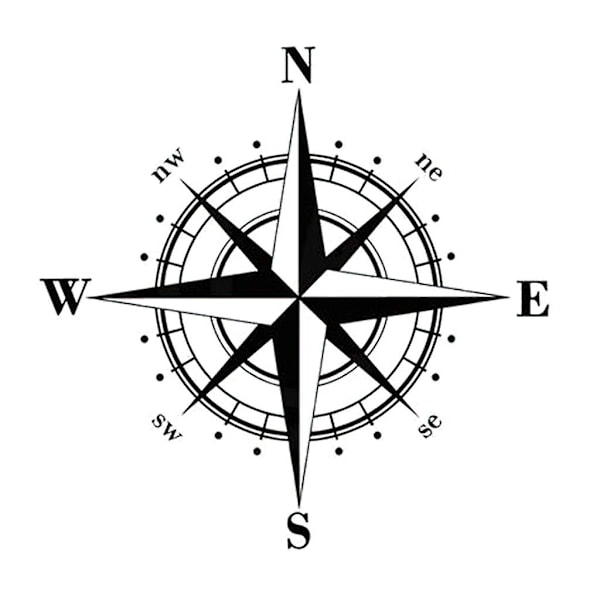 15cm*15cm Art Design Vinyl NSWE Kompas Bilklistermærker Decals Sort/Hvid