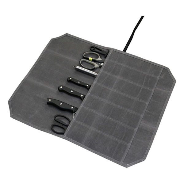 7 Slots Vokset Canvass Knive Rullepose Multifunktionel Cutter Holder Taske til Camping Picnic Khaki