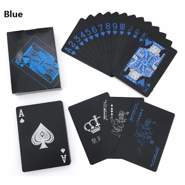 1 kpl vedenkestäviä puhtaita mustia muovisia pokeripelikortteja PVC