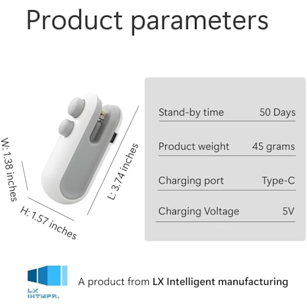 Miniposeforsegler, USB-C ladbare poseforsegler, 2 i 1 poseforsegler med kutter og magnet, Mini poseforsegler