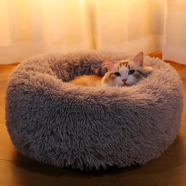 Pestävä lämmin pehmoinen pyöreä kissan sänky lemmikkieläinten sänky liukumattomalla pohjalla