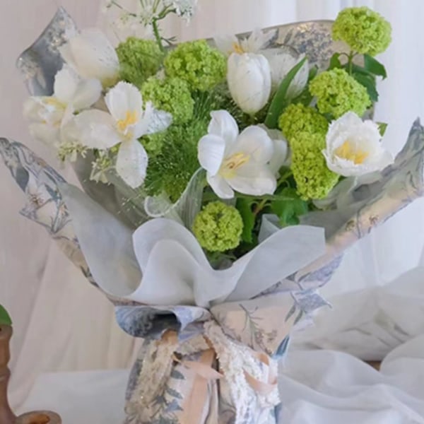 100 ark koreanskt bomullsblomsterpapper, non-woven blomsterpapper