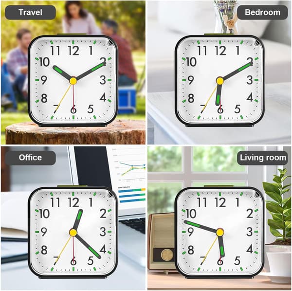 Analog Tyst Liten Reseklocka Tickfri Tyst Bord