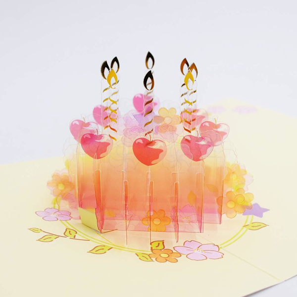 1 kpl 3D-syntymäpäiväkortti, 3D-popup-kortti, Syntymäpäiväonnittelu
