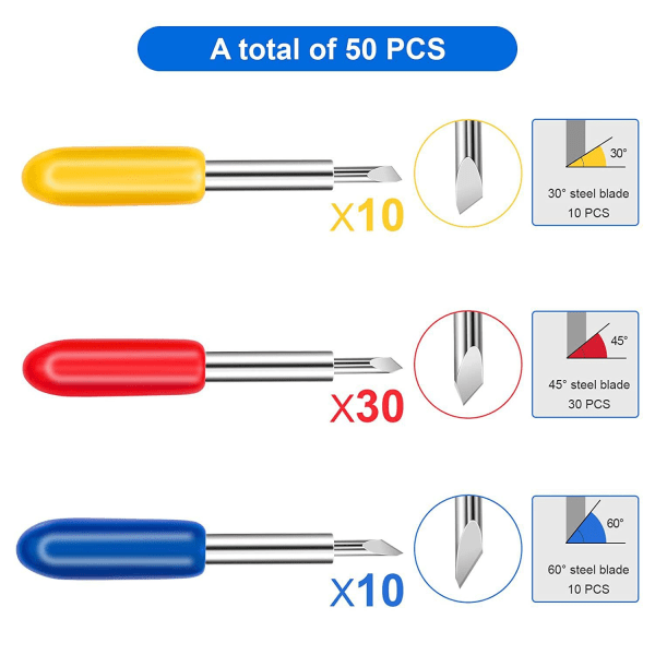 50 stk. fine spisse blader for å erstatte datamaskin gravering