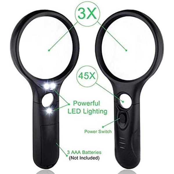 Illuminated Magnifying Glass with 3 LEDs, 3X Magnification