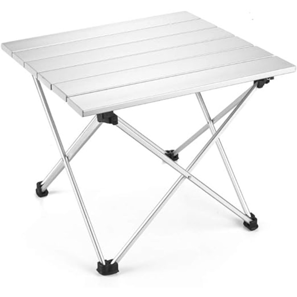 Fällbart campingbord i silveraluminium, bärbart och hopfällbart